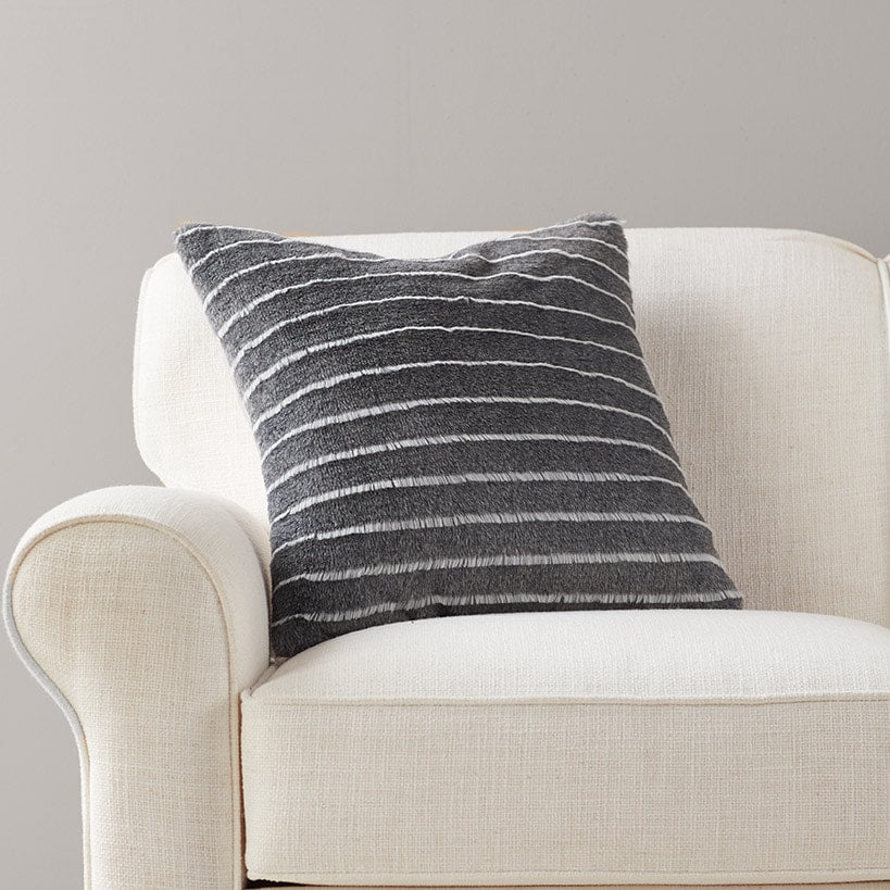 Striped Faux Fur Accent Pillow