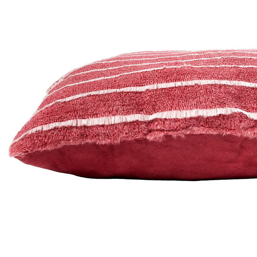 Striped Faux Fur Accent Pillow