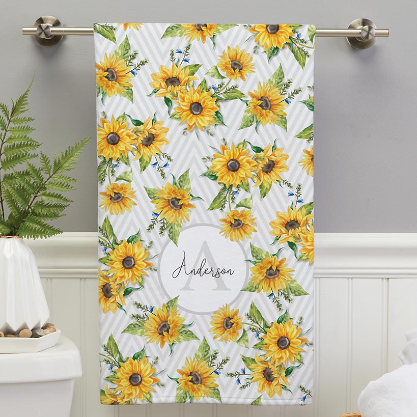 Personalized Sunflower Pattern Towels and Bath Mat#select-item_bath-towel