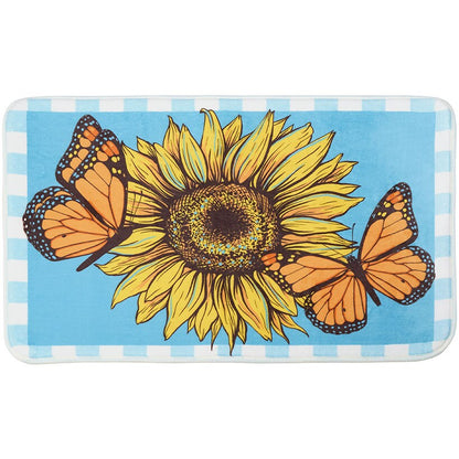 Sunflower and Butterfly Shower Curtain or Memory Foam Bath Rug