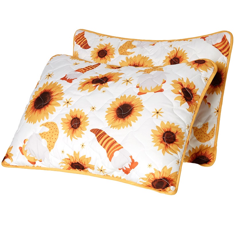 Sunflowers and Gnomes Full/Queen or King Quilt, Sham, or Accent Pillow
