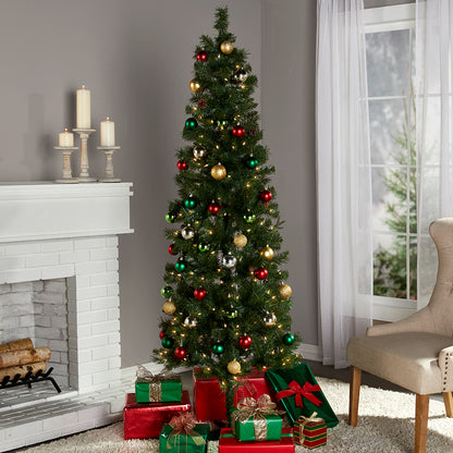 Prelit Slim Christmas Tree - 7 Ft