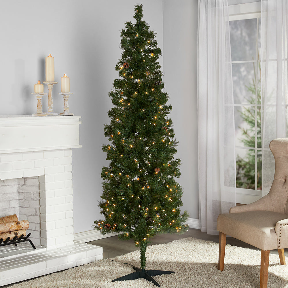 Prelit Slim Christmas Tree - 7 Ft