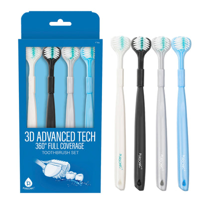 Pursonic 3D Advanced Tech 360° Full Coverage Toothbrush Set (4-Pack)