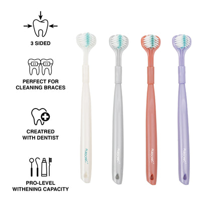 Pursonic 3D Advanced Tech 360° Full Coverage Toothbrush Set (4-Pack)