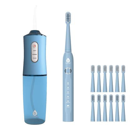 Pursonic Rechargeable Water Flosser & USB Electric Toothbrush With 12 Brush Heads – Advanced Oral Care Set