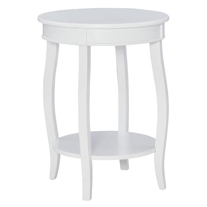 Round Side End Table with Shelf