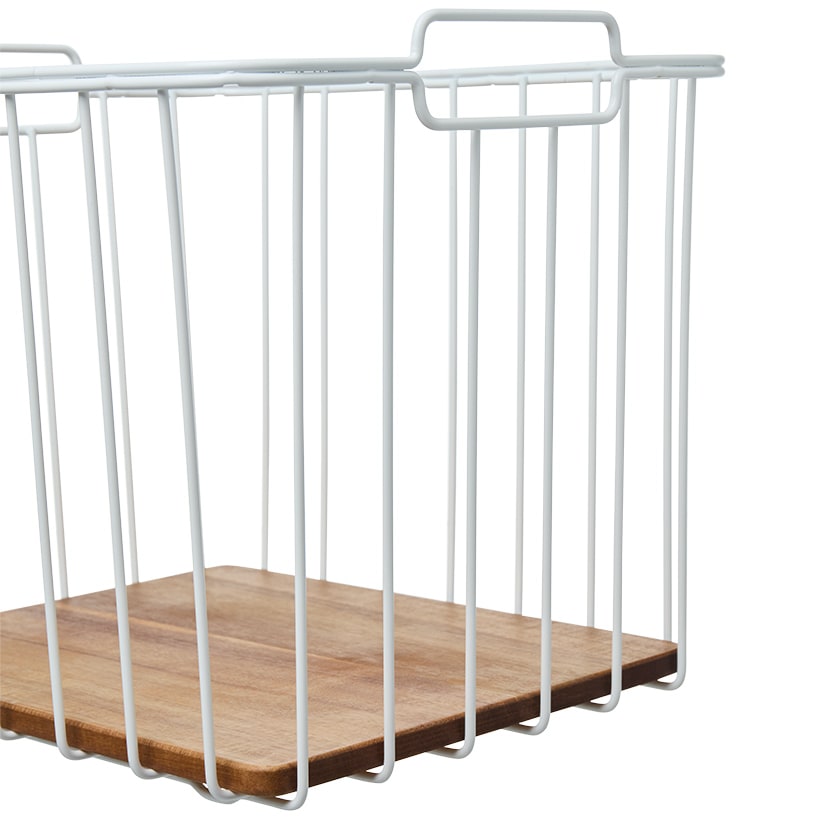 iDesign Ria Safford Collection Deep Pantry Wire Basket with Acacia Wood