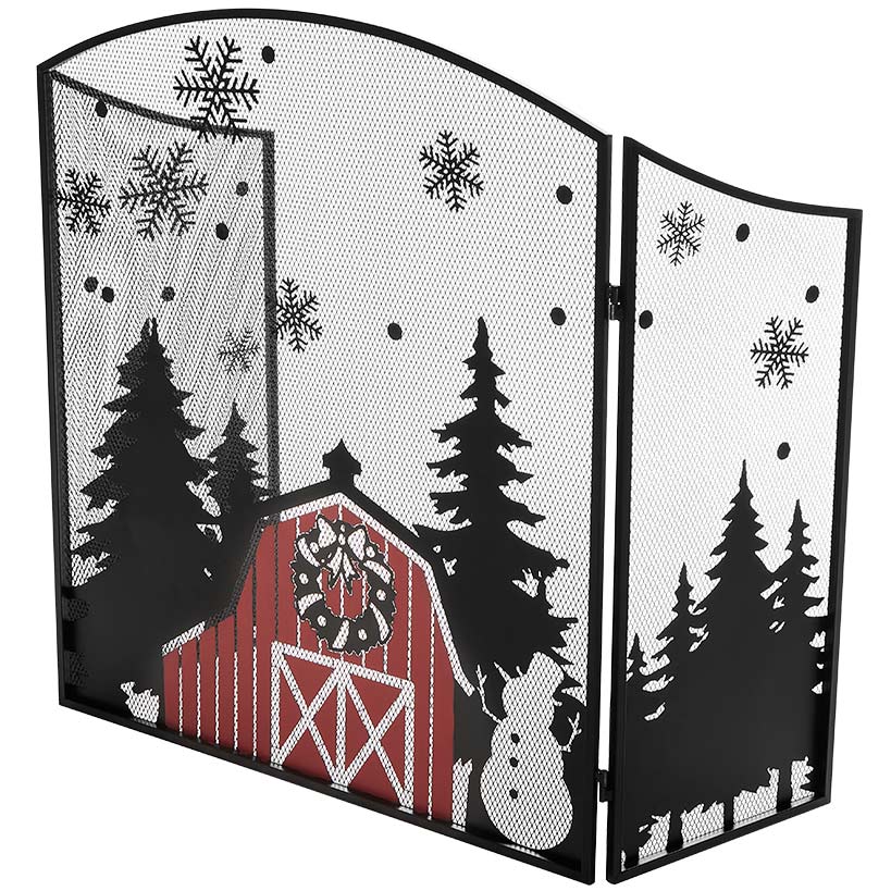 Red Barn Christmas Fireplace Screen#select-design_red-barn
