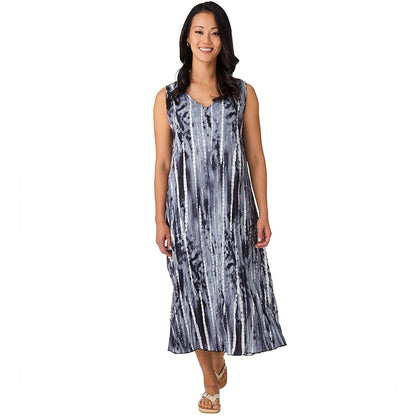 Women's Tie-Dye V-Neck Midi Dress