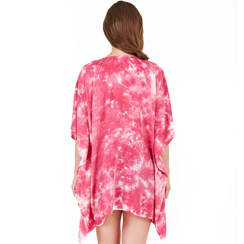 Tie-Dye Lace Trim Cover-Up Caftan#select-color_fuchsia