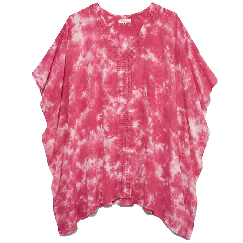 Tie-Dye Lace Trim Cover-Up Caftan#select-color_fuchsia