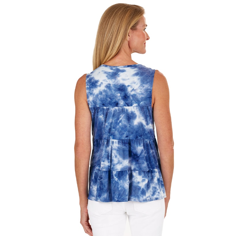Sleeveless Tie-Dye Tiered Top#select-color_blue