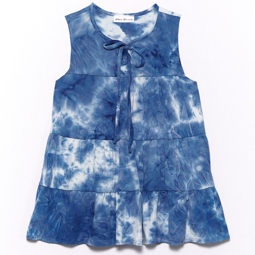 Sleeveless Tie-Dye Tiered Top#select-color_blue