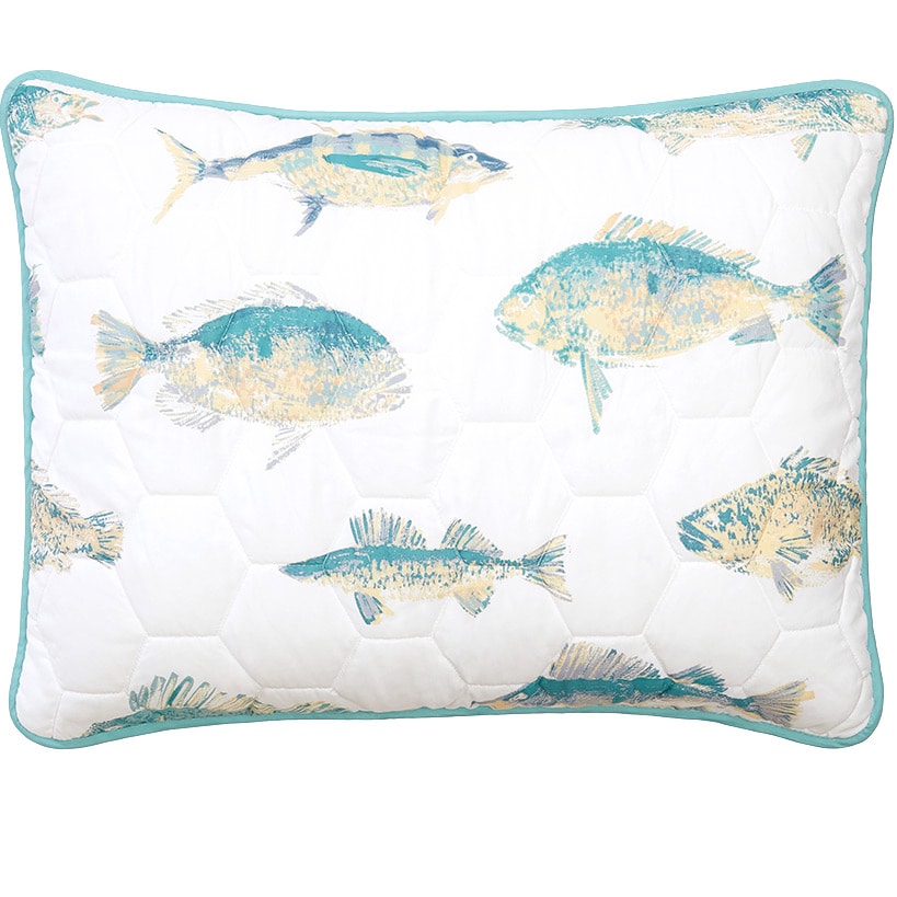 Tisa Fish Reversible Full/Queen or King Quilt, Sham, or Decorative Pillow