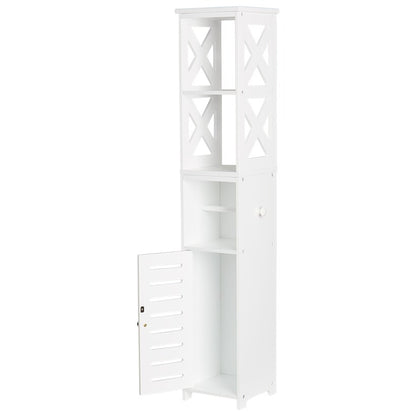 Bathroom Storage Unit with Toilet Paper Dispenser, 2 Shelves, and Cupboard