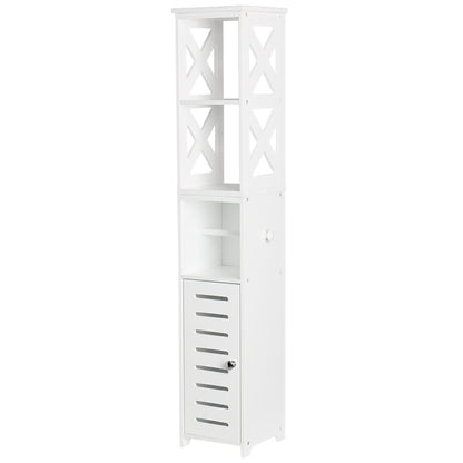 Bathroom Storage Unit with Toilet Paper Dispenser, 2 Shelves, and Cupboard