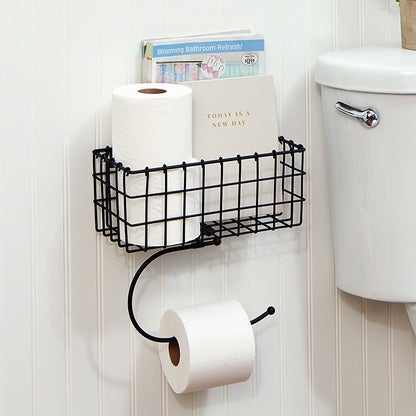 Bathroom Toilet Paper Holder or Towel Holder with Storage Shelf