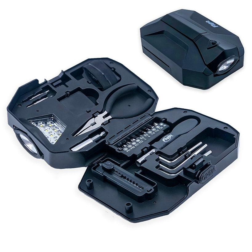 Tool Case With 24 PC. Tool Set And COB LED Work Light And Headlamp