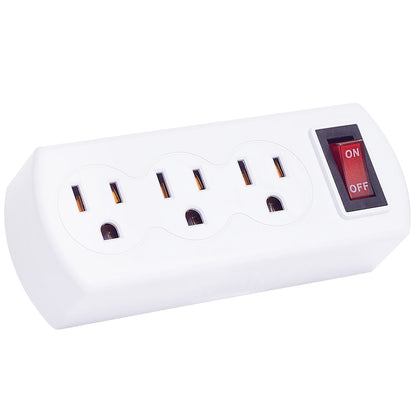 Triple Outlet Plug Adapter On/Off Switch Energy Saving ETL Listed
