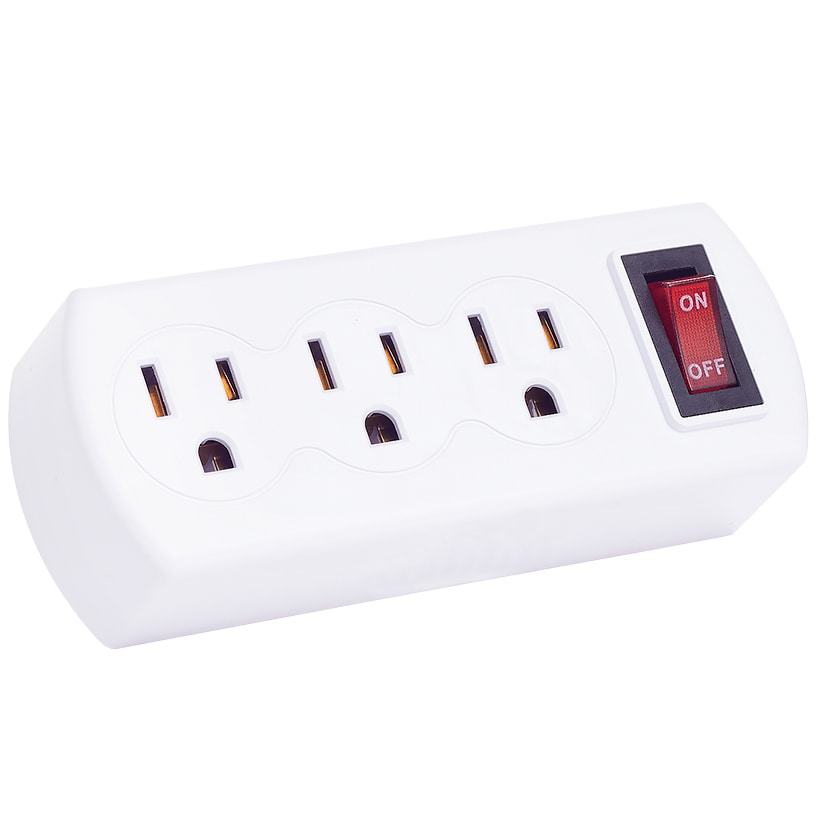 Triple Outlet Plug Adapter On/Off Switch Energy Saving ETL Listed