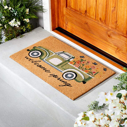 Spring Truck or Floral Coir Doormat