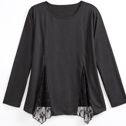 Women's Long Sleeve Tunic Top with Lace Inset