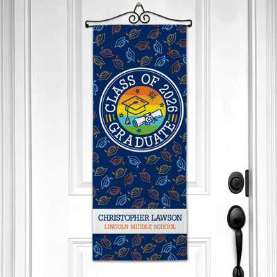 Personalized Graduation Colorful Grad Caps Wall Hanging