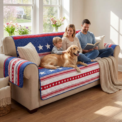 USA Stripe Quilted Furniture Cover Sofa