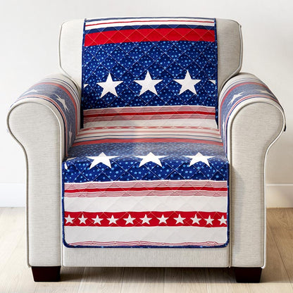 USA Stripe Quilted Furniture Cover Chair Sofa Loveseat