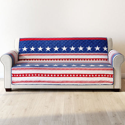 USA Stripe Quilted Furniture Cover Chair Sofa Loveseat