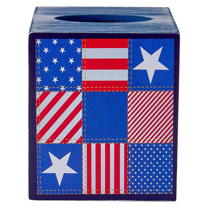 United States of Plaid American Flag Bathroom Tissue Box Holder