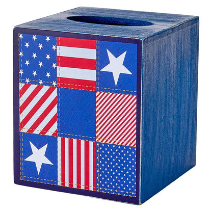 United States of Plaid American Flag Bathroom Tissue Box Holder