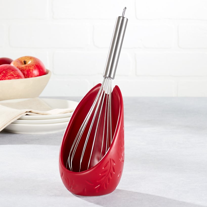 Embossed Kitchen Upright Spoon Rest Decorative Utensil Holder#select-color_barn-red