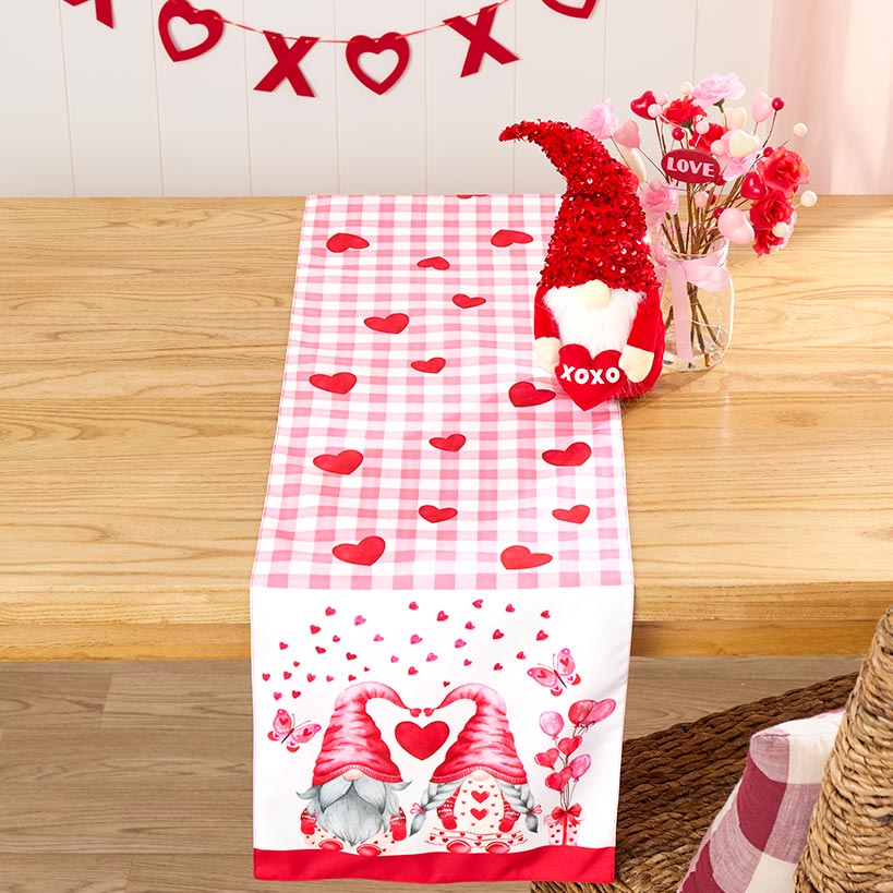Valentine's Day Gnome Table Runner or Set of 4 Placemats#select-item_table-runner