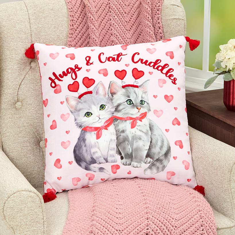 Valentine's Day Embroidered or Shaped Decorative Pillow#select-pillow_hugs-&-cuddles-18"-sq-pillow
