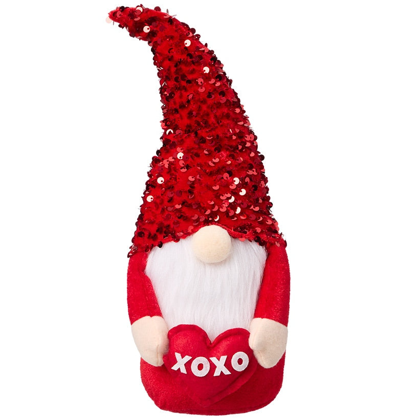 Valentine's Plush Gnome Shelf Sitter With Red Sequin Hat