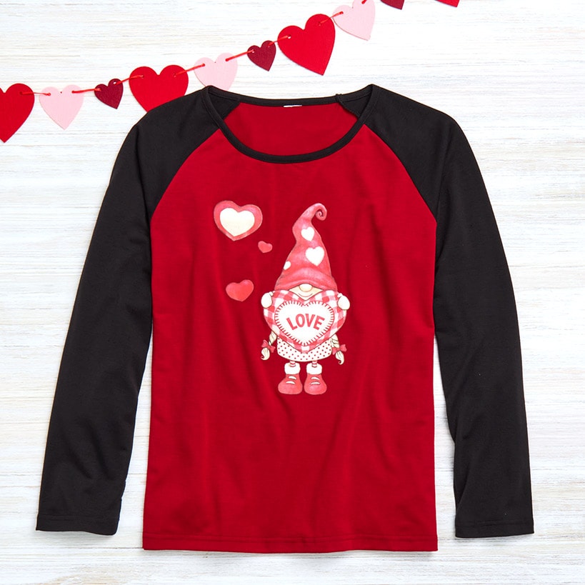 Women's Valentine's Day Jersey Gnome Red Black#select-design_gnome