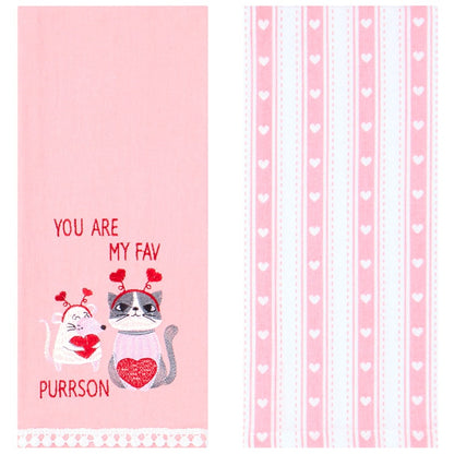 Embroidered Kitchen Towels Valentine's Day Set of 2