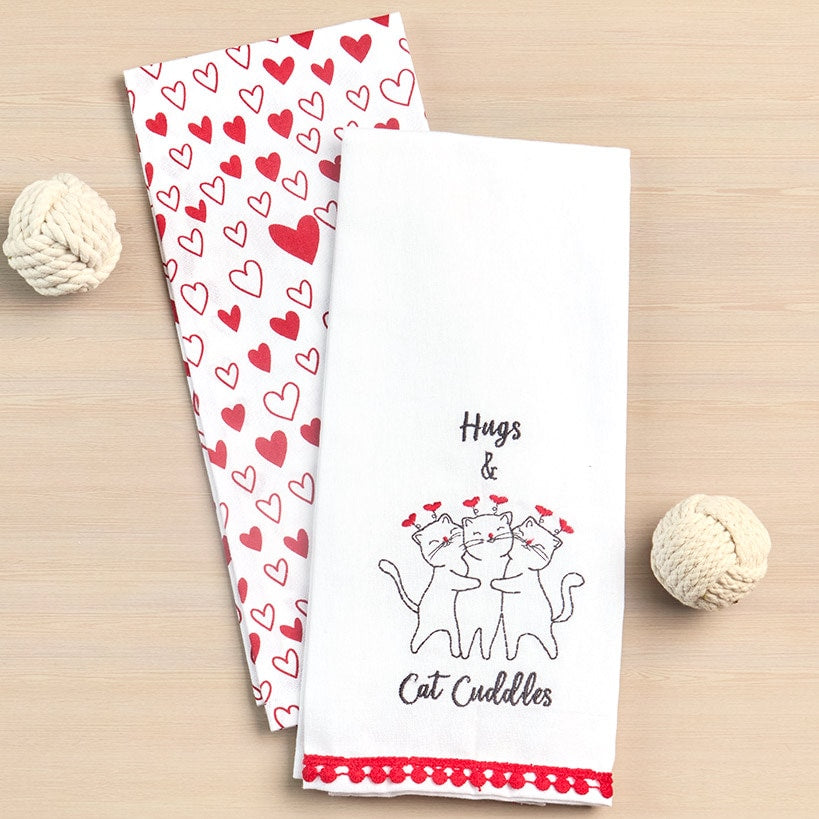 Embroidered Kitchen Towels Valentine's Day Set of 2#select-towel_hugs-&-cuddles