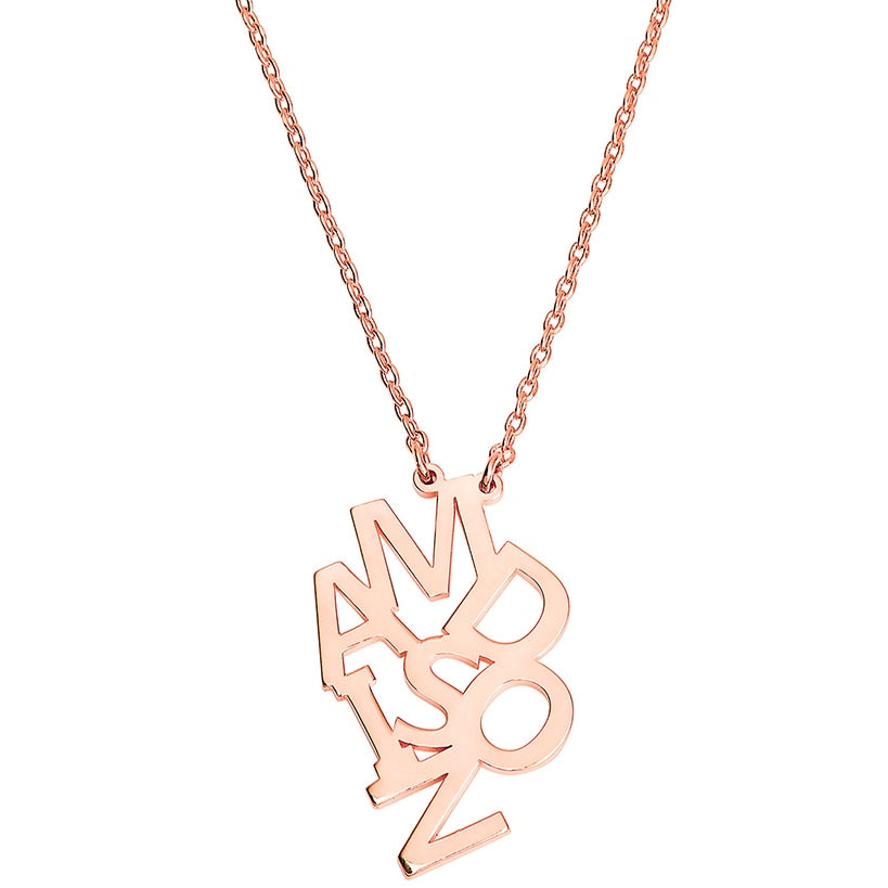 Personalized Nameplate Vertical Puzzle Name Necklace