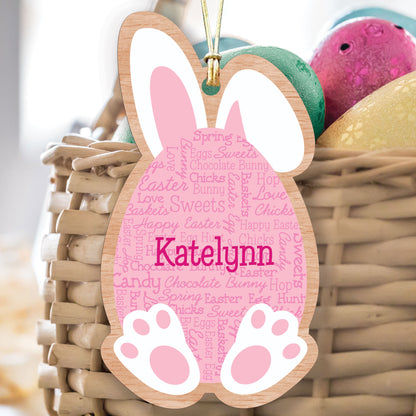 Personalized Easter Word Art Wooden Basket Tag