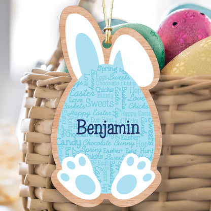 Personalized Easter Word Art Wooden Basket Tag