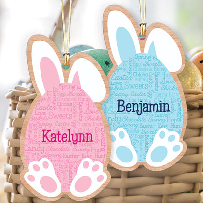 Personalized Easter Word Art Wooden Basket Tag