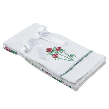 Sets of 2 Waffle Weave Floral Kitchen Towels