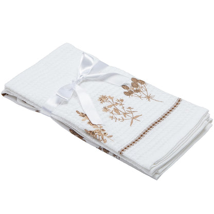 Sets of 2 Waffle Weave Floral Kitchen Towels