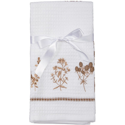 Sets of 2 Waffle Weave Floral Kitchen Towels