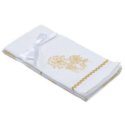 Sets of 2 Waffle Weave Floral Kitchen Towels