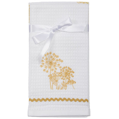 Sets of 2 Waffle Weave Floral Kitchen Towels