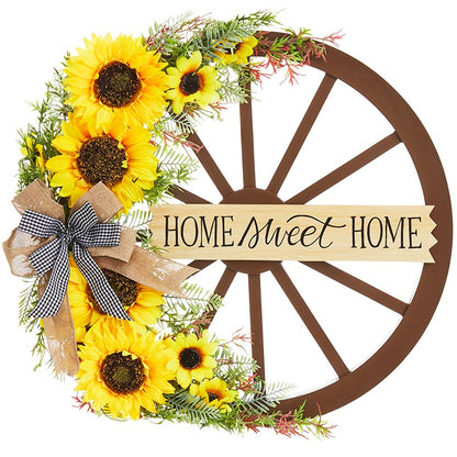 Wreath Wagon Wheel White Wildflower Or Brown Sunflower